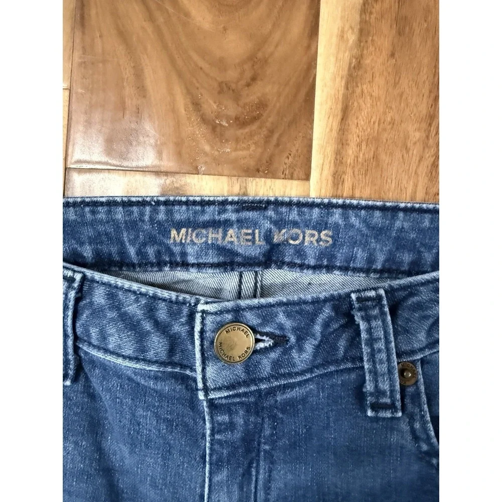 Michael Kors‎ Jeans Women Size 4 Blue Stretch Denim Dark Wash Flare Split Leg